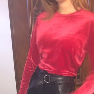 Red velvet shirt